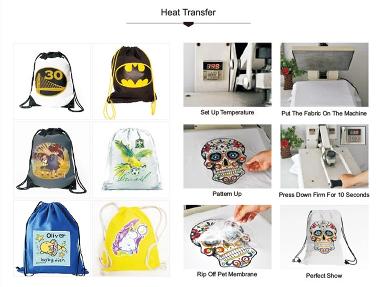 Heat Transfer Printing Logo on Your Drawstring Bags