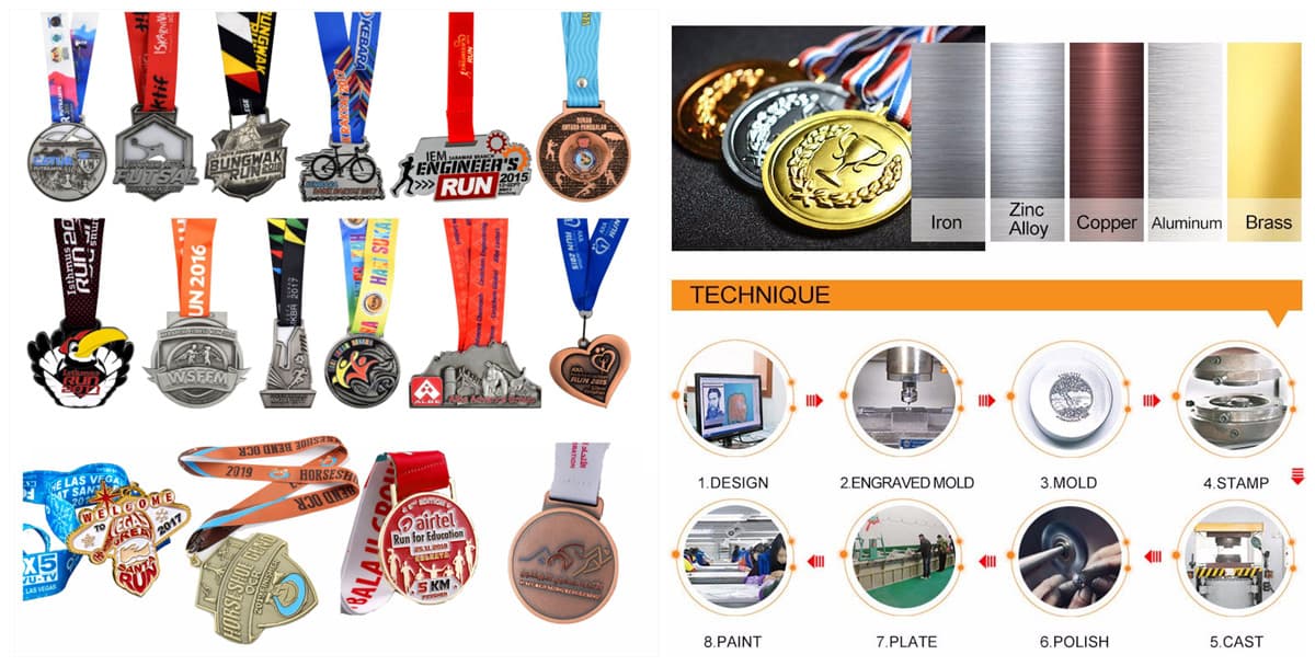 Different types of custom race medals from China