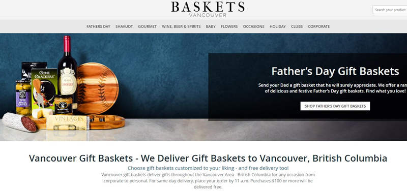 Vancouver Baskets Gift Supplier in Canada