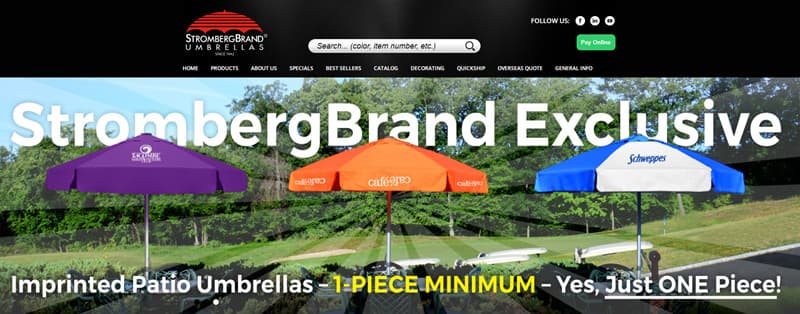 StrombergBrand Custom Logo Umbrellas USA