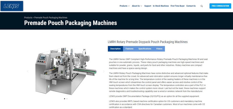 LENIS Premade Pouch Packaging Machines