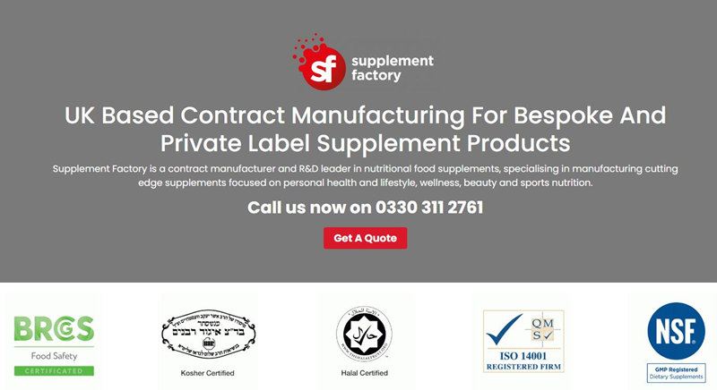 Supplement Factory Ltd Private Label Supplement Manufacturers UK